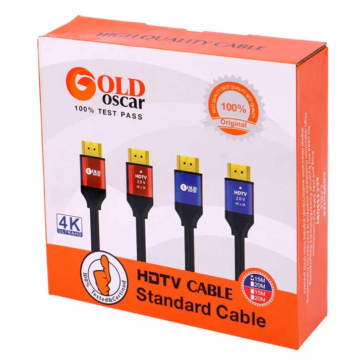 کابل HDMI 4K سر طلایی گلد اسکار GOLD OSCAR طول 15 متر