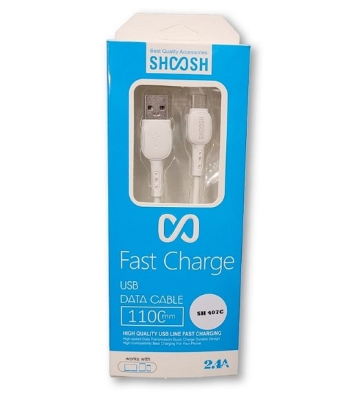 کابل فست شارژ SHOOSH تایپ C مدل 407 سفید