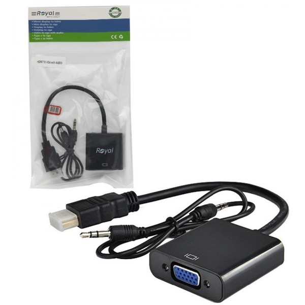 تبدیل HDMI به VGA رویال Royal به همراه کابل صدا