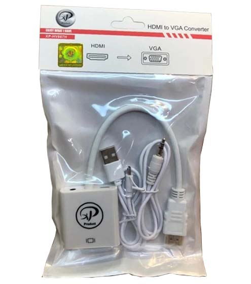 تبدیل HDMI به VGA برند XP Product با آداپتور و کابل صدا XP-HV867H