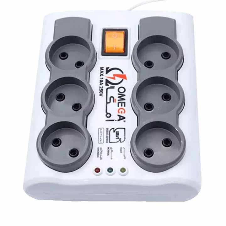 محافظ برق 6 خانه کلید دار استاندارد امگا OMEGA مدل P6000 طول 5 متر