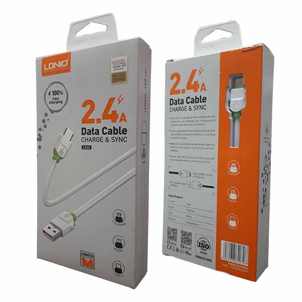 کابل فست شارژ لایتنینگ الدینیو LDNIO مدل LS32