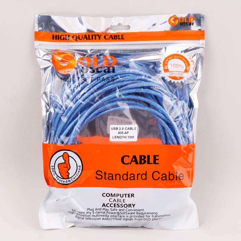 کابل افزایش USB گلد اسکار GOLD OSCAR طول 10 متر شیلد دار آبی